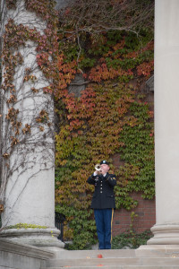 Trumpet player at 2013 veterans day ceremony.