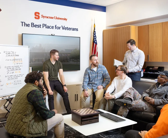 Student veterans in the NVRC's student veteran lounge.