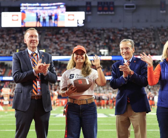 Alexa Hernandez on dome field for hometown hero.