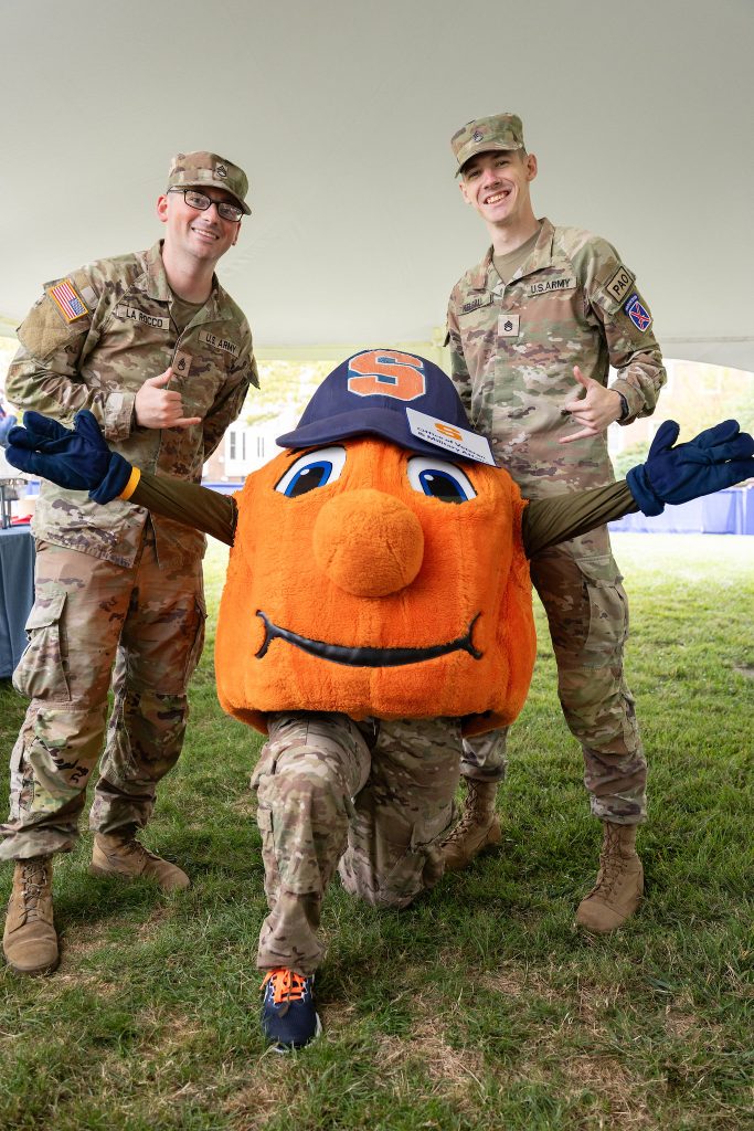ROTC cadets posing with Otto.