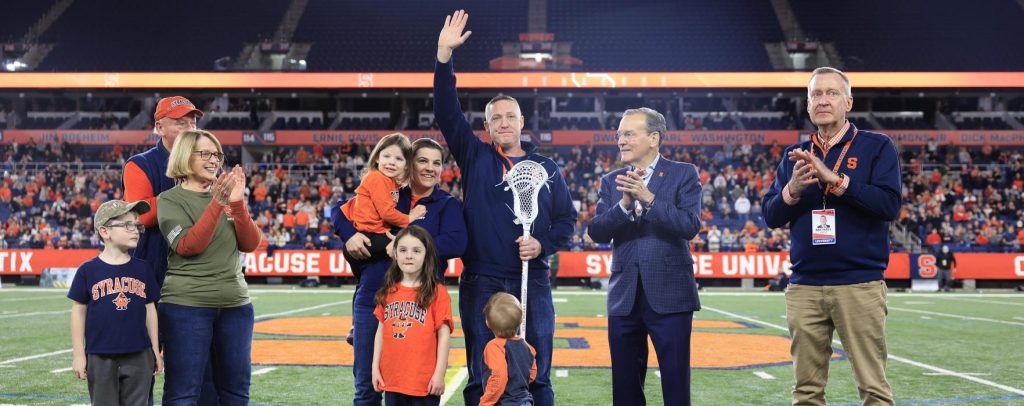 Matt Coyne with his family at the dome for Hometown Hero.