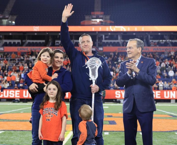 Matt Coyne with his family at the dome for Hometown Hero.