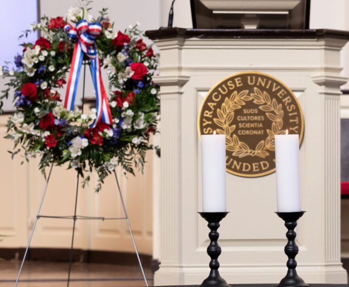 9/11 memorial at hendricks chapter at SU.