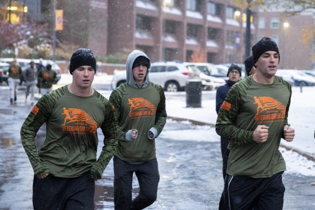 ROTC cadets running in the 2025 veterans day 5K
